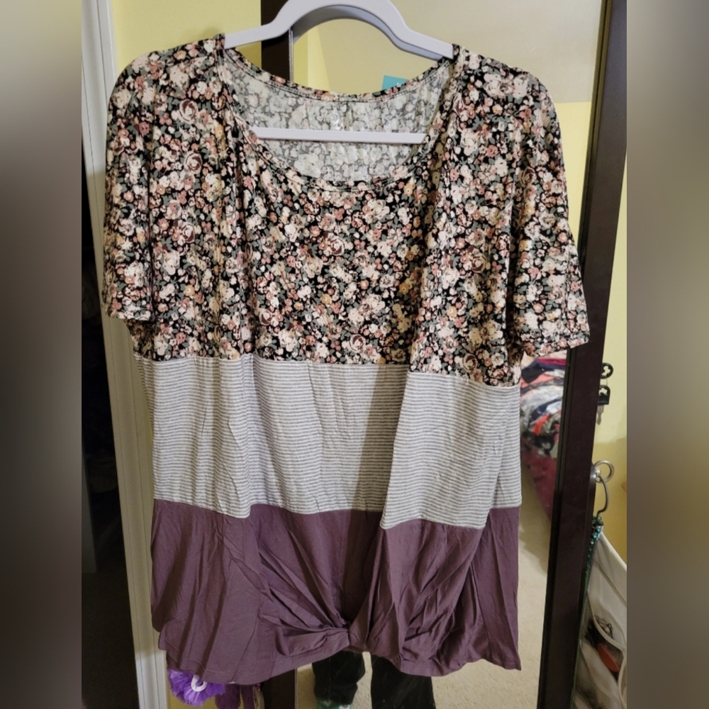 Maurices XL Knot Purple Flower Dress Top